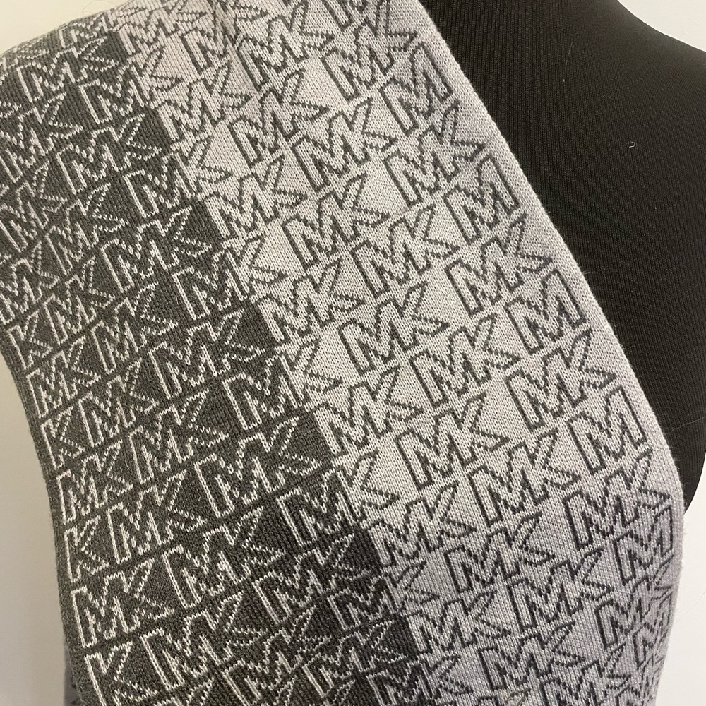 Michael Kors MK Logo Gray Two Tone Print Scarf